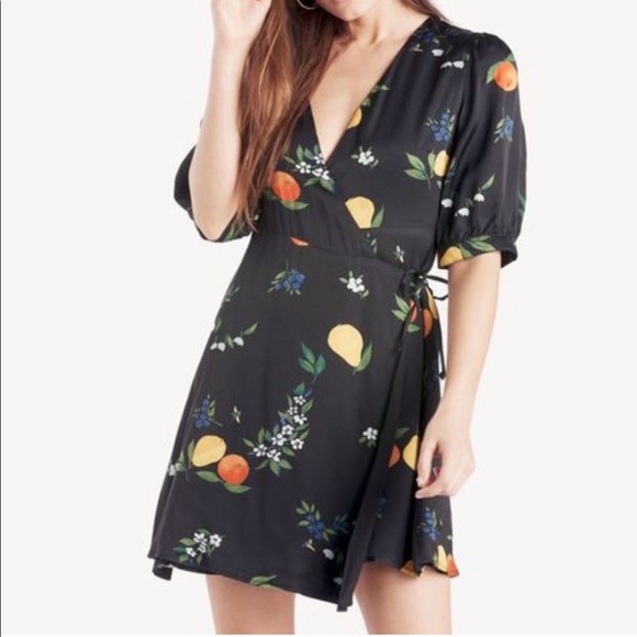 Capulet Dresses & Skirts - NWT Revolve Capulet Black Fruit Wrap Mini Dress